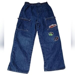 Vintage Power Rangers Denim Cargo Pants Kids 5T Cartoon Patch Jeans